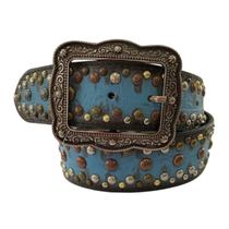 Cinto Country Paul Western Feminino Turquesa com Tachas