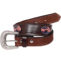 Cinto Country Usa Cowboy Drc Couro Legítimo Detalhes Em Pelo