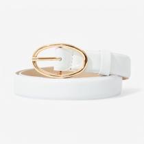Cinto Couro Feminino Fivela Oval Branco