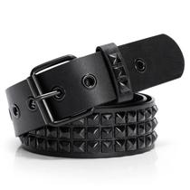 Cinto cravejado de couro Punk Rivet XZQTIVE para mulheres/homens preto