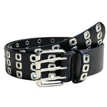 Cinto cravejado RSGMU Leather Skull Fivela preta para homens