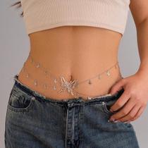 Cinto De Cintura Borboleta Boho Sexy Feminino Com Pingente De Cristal E Borla, Corrente De Biquíni