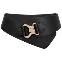 Cinto de cintura JASGOOD Fashion Vintage Wide Elastic Matte Black