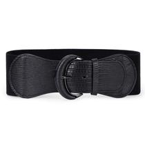Cinto de cintura JASGOOD feminino com fivela elástica preta Cinto de cintura JASGOOD feminino com fivela elástica preta