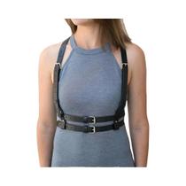 Cinto de Cintura Largo de Couro Punk Feminino - Ajustável, Moda Sexy e com Alças de Arnês