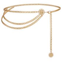 Cinto de corrente de cintura WHIPPY Multicamada Metal Body Link Gold