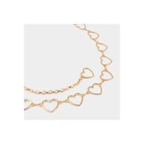 Cinto de corrente de coração feminino, cor dourada, para roupa de banho, 110 cm