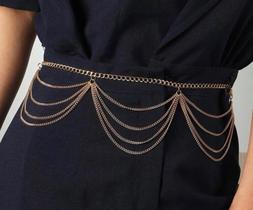 Cinto de correntes bodychain cinto de camadas ouro e prata