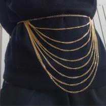 Cinto de correntes bodychain cinto de camadas ouro e prata