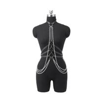Cinto De Correntes De Couro PU Gótico Sexy Feminino Para Cintura E Abdômen - Joia De Corrente