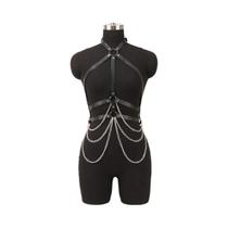 Cinto De Correntes De Couro PU Gótico Sexy Feminino Para Cintura E Abdômen - Joia De Corrente Cinto De Correntes De Couro PU Gótico Sexy Feminino Para Cintura E Abdômen - Joia De Corrente