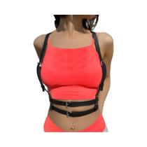 Cinto De Couro Ajustável Feminino Estilo Punk Com Suspensórios Acessório De Cintura