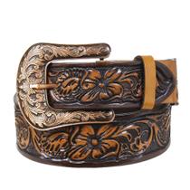 Cinto de Couro Bordado Floral Cow Way 36784 Cinto de Couro Bordado Floral Cow Way 36784