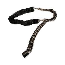 Cinto De Couro Elástico Feminino Com Corrente Prateada, Faixa Longa Para Vestidos E Casacos