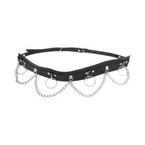 Cinto De Couro Estilo Hip-Hop Gótico Feminino Com Corrente Prateada Acessório De Cintura Cinto Com