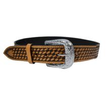 Cinto De Couro Largo Balaiado Dawson Caramelo