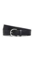 Cinto de Couro Madewell Médio Perfeito Preto Prata 3 cm