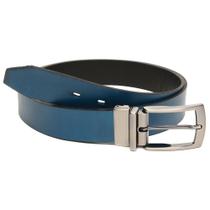 Cinto De Couro Masculino Dupla Face Azul E Preto 0403