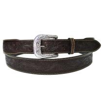 Cinto De Couro Masculino Largo Bordado Cafe Dawson