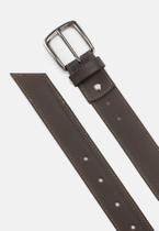 Cinto de Couro Masculino Marrom Pesponto Duplo Clássico