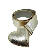 Cinto de Couro Metalizado com Fivela em Forma de Coração - Tamanho M Cinto de Couro Metalizado com Fivela em Forma de Coração - Tamanho M