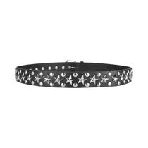 Cinto De Couro Preto Ajustável Para Mulheres Com Estilo Punk Rock, Decoração Retro Com Rebites Oco