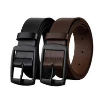 Cinto De Couro PU Masculino plus Size 2 Peças Com Fivela De Metal Luxuosa De Alta Qualidade Para