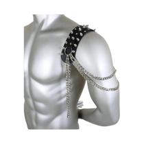 Cinto De Couro PU Sexy Masculino Com Corrente De Peito E Alça De Ombro Com Anel De Metal Y2k Goth