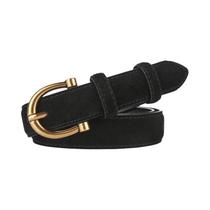 Cinto De Couro Suede Luxuoso, Estilo Casual E Versátil, Fivela De Pino