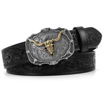 Cinto de cowboy SANSTHS com fivela ocidental de couro em relevo