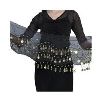 Cinto De Dança Do Ventre Em Chiffon Com Moeda Dourada Para Mulheres, Acessórios Para Vestido De