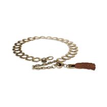 Cinto de Elos de Metal com Tassel de Couro Cinto de Elos de Metal com Tassel de Couro