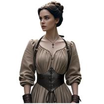 Cinto de espartilho Joukavor Medieval Leather Renaissance Black M