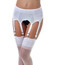 Cinto de liga Confonze Mysterious Sexy Mesh, 6 tiras, branco