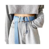 Cinto De Lona Ajustável Unissex, Cor Sólida, Fivela De Duplo Anel, Nylon, Versátil, Durável, Moda