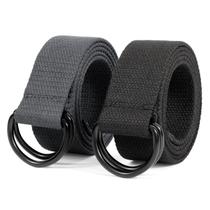 Cinto de lona JASGOOD preto extra longo, pacote com 2 Cinto de lona JASGOOD preto extra longo, pacote com 2