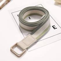 Cinto de Lona Tricotado Fivela Anel Duplo Sem Perfuração Estilo Coreano Casual Moderno Tendência Resistente Duravel