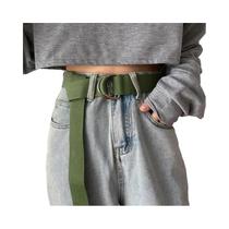 Cinto De Lona Unissex Ajustável Com Fivela De Duplo Anel Em Cor Sólida Nylon Jeans Versátil Durável