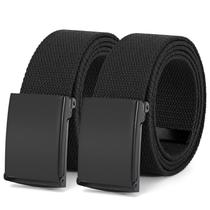 Cinto de lona Web Belt WHIPPY com fivela militar preta, pacote com 2