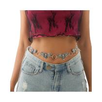 Cinto De Metal Gótico Feminino Com Caveira E Borboleta, Corrente Corporal Retrô Com Inseto Mariposa,