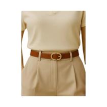 Cinto De Moda Feminino Em Couro PU Com Fivela De Liga, Forma Simples, Faixa De Cintura Para Uso