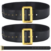 Cinto de Papai Noel Janmercy para homens em couro preto e dourado Cinto de Papai Noel Janmercy para homens em couro preto e dourado