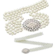 Cinto de Pérolas Luxo com Fivela Cravejada em Strass Elegante, Ajustável e Sofisticado