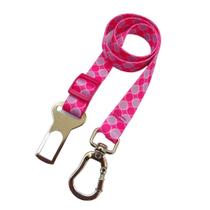 Cinto de Segurança Para Cachorro com Trava Rosa Bolinhas