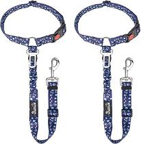 Cinto de segurança para cães SlowTon, pacote com 2, ajustável com amortecedor elástico