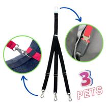 Cinto de segurança triplo pet universal para 3 cães e gatos viagem