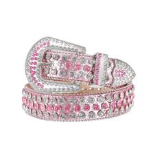 Cinto de strass cravejado Xpvezl para mulheres e homens - rosa