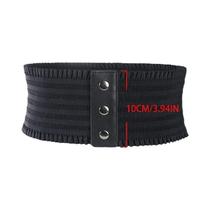 Cinto De Vestido Elegante De Tamanho Grande Com Três Fivelas E Babados, Cintura Larga Elástica Para Cinto De Vestido Elegante De Tamanho Grande Com Três Fivelas E Babados, Cintura Larga Elástica Para