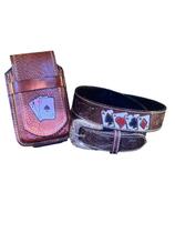 Cinto e Bainha para Celular em Couro Legitimo Baralho Kit