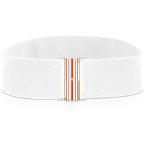 Cinto elástico feminino Wide Belt Cobee, poliéster branco